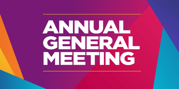 Colourful announcement banner for an Annual General Meeting